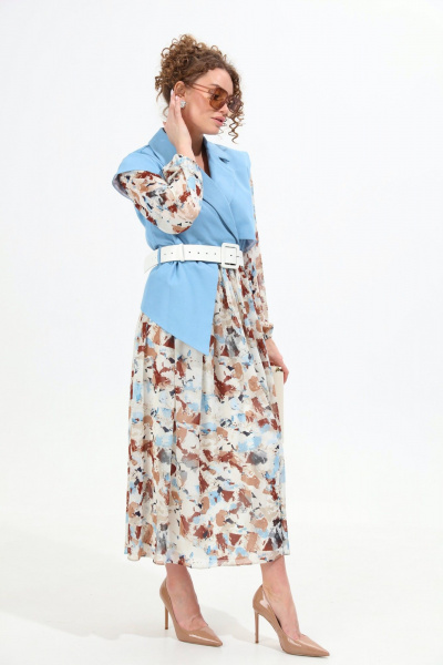 Платье NikVa 904-4 голубой+акварель - фото 6