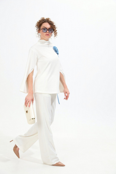 Брюки, джемпер NikVa 922-4 молоко+голубой - фото 2