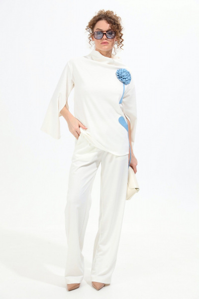 Брюки, джемпер NikVa 922-4 молоко+голубой - фото 1