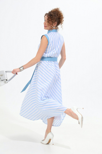 Платье NikVa 964-1 бело-голубые_полосы - фото 9