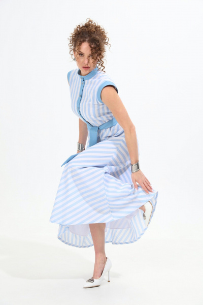 Платье NikVa 964-1 бело-голубые_полосы - фото 7