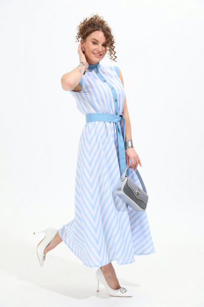 Платье NikVa 964-1 бело-голубые_полосы - фото 6