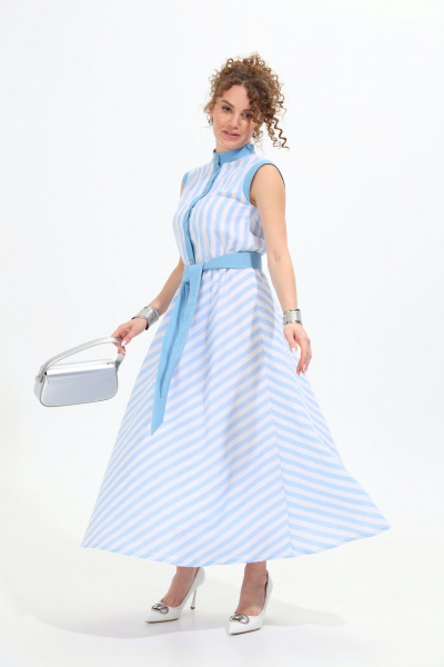 Платье NikVa 964-1 бело-голубые_полосы - фото 4