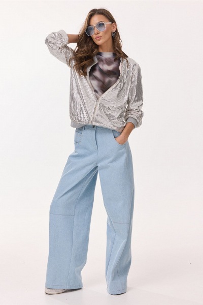 Жакет Butеr 2944 серебряно-пудровый - фото 7