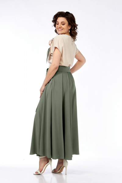 Платье Ольга Стиль С-912 беж-зеленый - фото 4