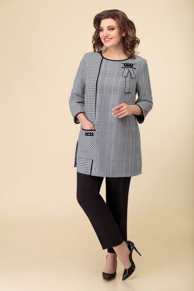 Туника из текстиля длиной 83 см, демисезон DaLi 2536 серый - фото 1