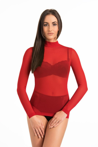 Классическая блуза прилегающего силуэта из трикотажа Teyli 169320/158,164 красный - фото 1