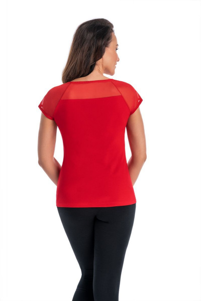 Блузка реглан из вискозы и трикотажа красная для демисезона Teyli 179222-1/158,164 красный - фото 2
