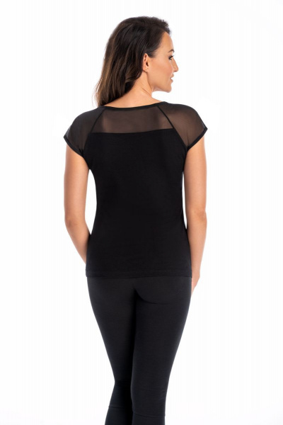 Блузка реглан из вискозы и трикотажа черная для демисезона Teyli 179222-1/158,164 черный - фото 2