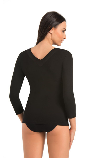 Блуза черная демисезонная из вискозы и трикотажа Teyli 179241/158,164 черный - фото 2