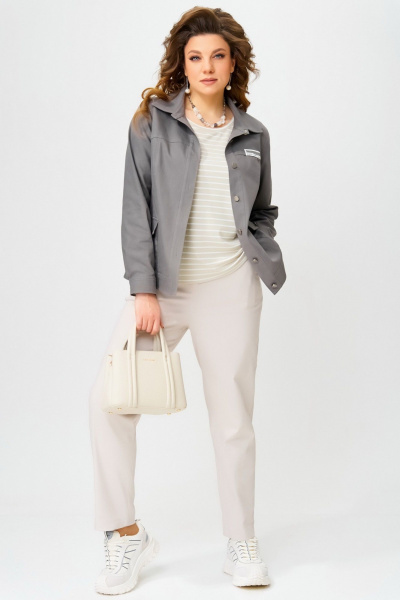 Брюки, джемпер, бомбер Fita 4012 бежево-серый - фото 2