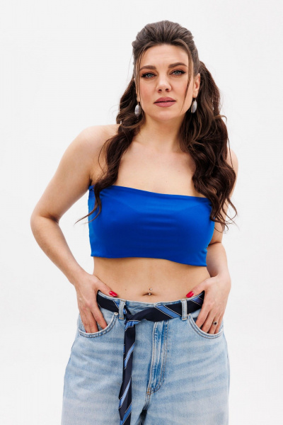 Топ из вискозы на лето с классической посадкой и комфортом Anelli 767 васильковый_рассвет - фото 5