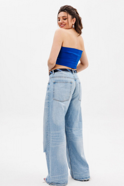 Топ из вискозы на лето с классической посадкой и комфортом Anelli 767 васильковый_рассвет - фото 4