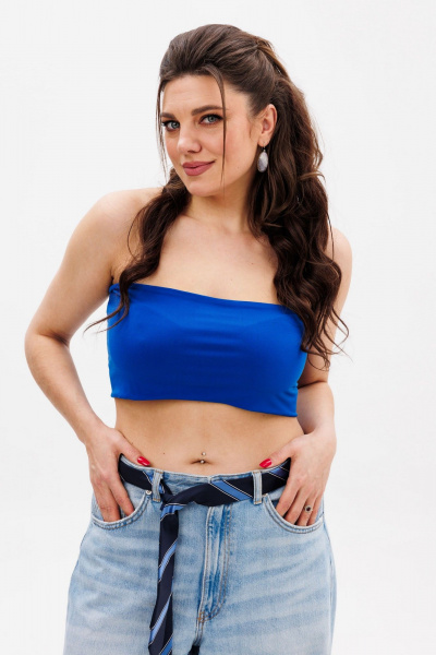 Топ из вискозы на лето с классической посадкой и комфортом Anelli 767 васильковый_рассвет - фото 1