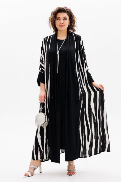 Кардиган, платье Michel chic 1417 черный,белый - фото 2