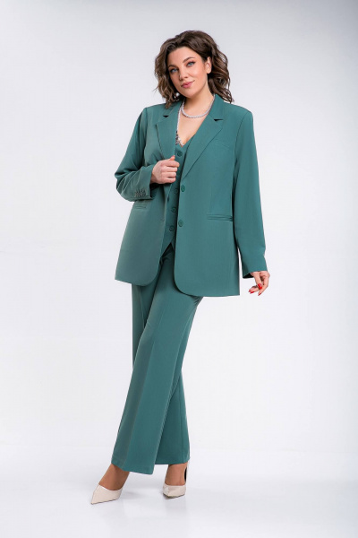 Брюки, жакет, жилет Ольга Стиль С-910 светлая_бирюза - фото 7