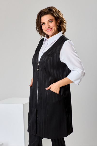 Блуза, брюки, жилет Romanovich Style 3-1759 чёрный/полоска - фото 9