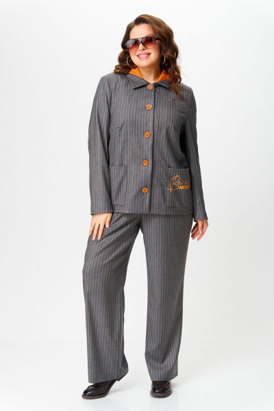 Брюки, жакет OVERYOU М193 серый_оранж - фото 9