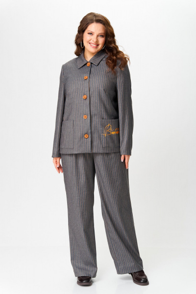 Брюки, жакет OVERYOU М193 серый_оранж - фото 8