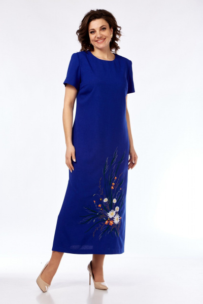 Летнее леновое платье с разрезами и молнией SVT-fashion 556 василек - фото 4