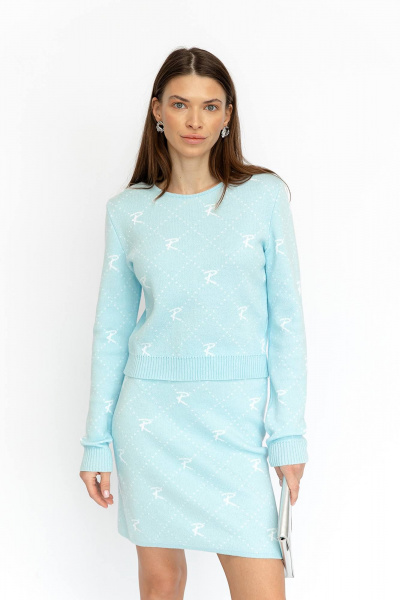 Джемпер прямого силуэта из хлопка для демисезона Romgil РВ0020-ХЛ2 бледно-голубой,белый - фото 5