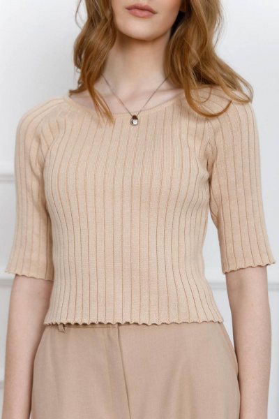 Джемпер прилегающий реглан из хлопка демисезонный Romgil РВ0029-ХЛ2 крем-брюле - фото 3