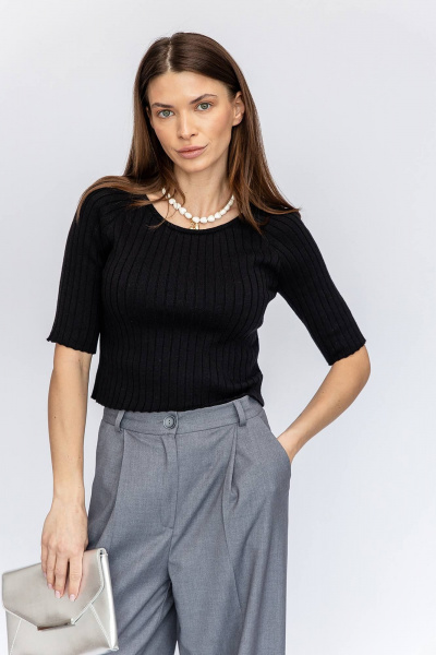 Джемпер прилегающий реглан из хлопка демисезонный Romgil РВ0029-ХЛ2 черный - фото 1