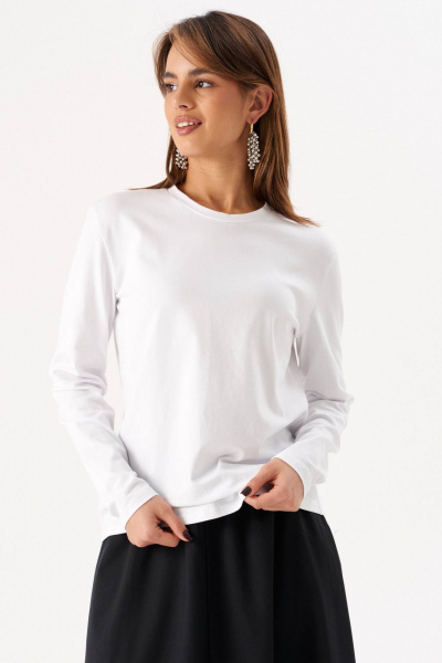 Белый женский джемпер из хлопка и трикотажа, комфортный стиль Romgil РП0041-ХЛ5 белый - фото 1