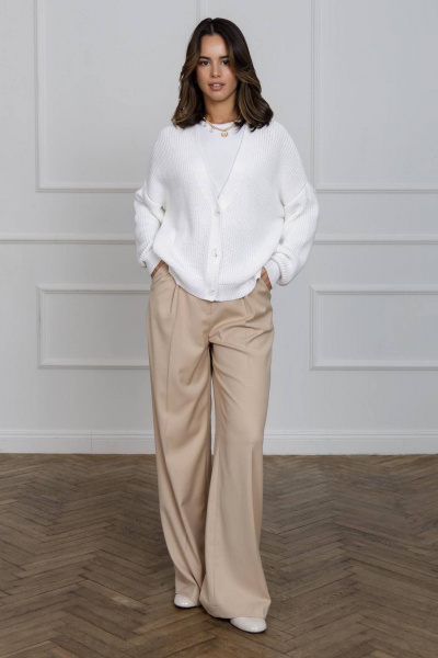 Демисезонный кардиган из хлопка в стиле casual Romgil 563ТЗ белый - фото 4