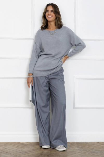 Джемпер на каждый день из хлопка с классическим кроем Romgil 679ХТЗ жемчужный_серый - фото 2