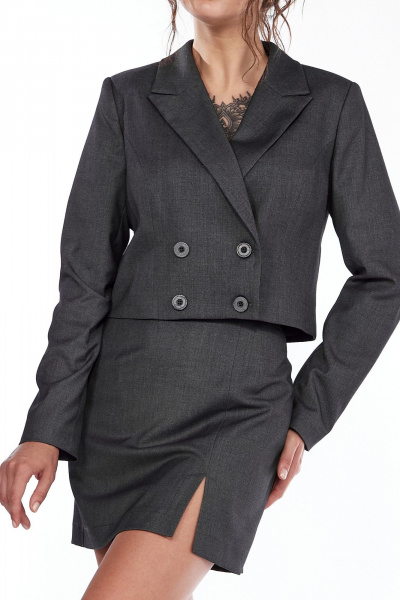 Жакет, юбка LadyThreeStars 2444 серый - фото 9