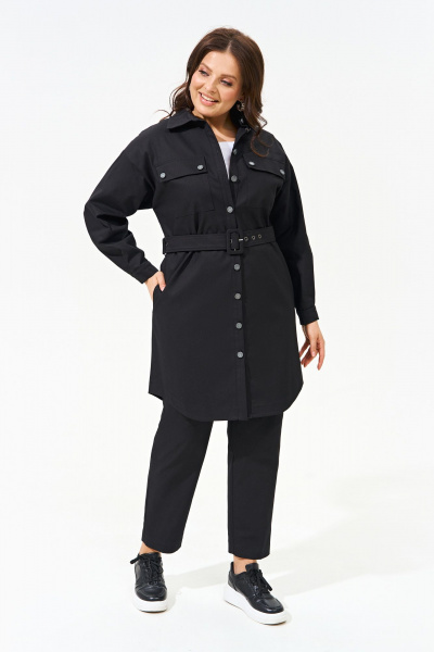 Джинсовый костюм из брюк и рубашки, повседневный стиль IVA 1475 черный - фото 11