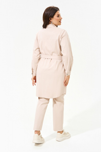 Джинсовый костюм с брюками и свободной рубашкой IVA 1475 бежевый - фото 10