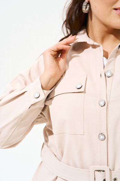 Джинсовый костюм с брюками и свободной рубашкой IVA 1475 бежевый - фото 4