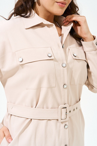 Джинсовый костюм с брюками и свободной рубашкой IVA 1475 бежевый - фото 3