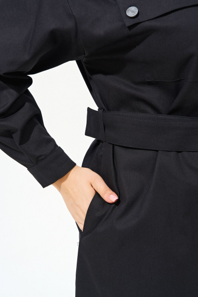 Джинсовое платье-рубашка с функциональными карманами IVA 1492 черный - фото 5