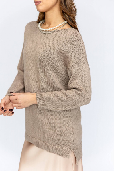 Джемпер на каждый день из хлопка с классическим кроем Romgil 679ХТЗ светлое_какао - фото 4