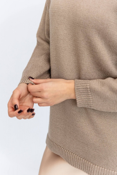 Джемпер на каждый день из хлопка с классическим кроем Romgil 679ХТЗ светлое_какао - фото 3