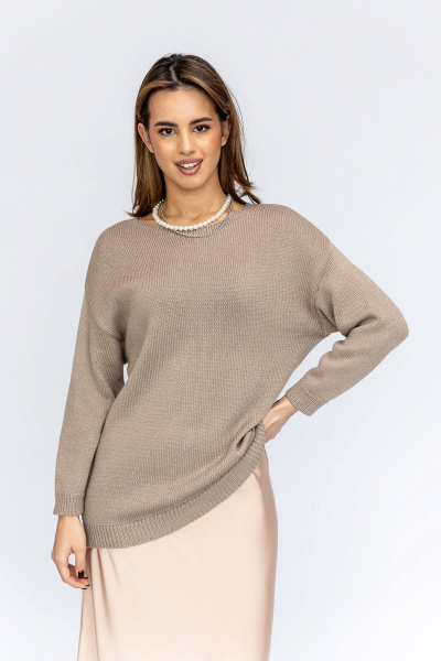Джемпер на каждый день из хлопка с классическим кроем Romgil 679ХТЗ светлое_какао - фото 1