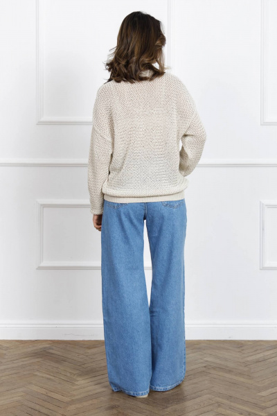 Джемпер из хлопка с сетчатым переплетением для каждый день Romgil 718ЛТЗ светло-бежевый - фото 2