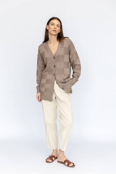 Кардиган в стиле на каждый день из хлопка, демисезон Romgil 739ХТЗ розово-коричневый - фото 1