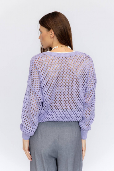 Синий оверсайз джемпер из трикотажа и сетки Romgil 815ХТЗ сирень_турецкая - фото 2
