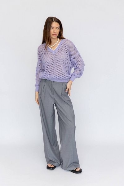 Синий оверсайз джемпер из трикотажа и сетки Romgil 815ХТЗ сирень_турецкая - фото 1
