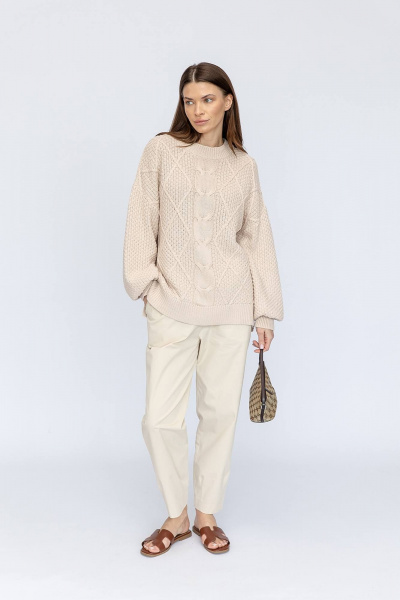 Розовый вязаный джемпер из хлопка для стильных образов Romgil 818ХТЗ крем-брюле - фото 4