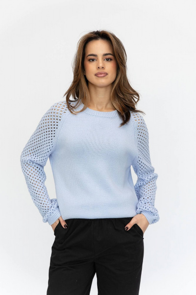 Джемпер оверсайз из хлопка для повседневной носки Romgil 821ХТЗ голубой - фото 1