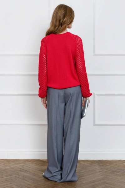 Красный оверсайз джемпер из хлопка и трикотажа Romgil 821ХТЗ малиновый - фото 2