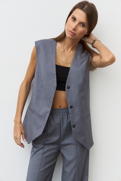 Жилет из костюмной ткани в деловом стиле Luitui R3013.2 - фото 3