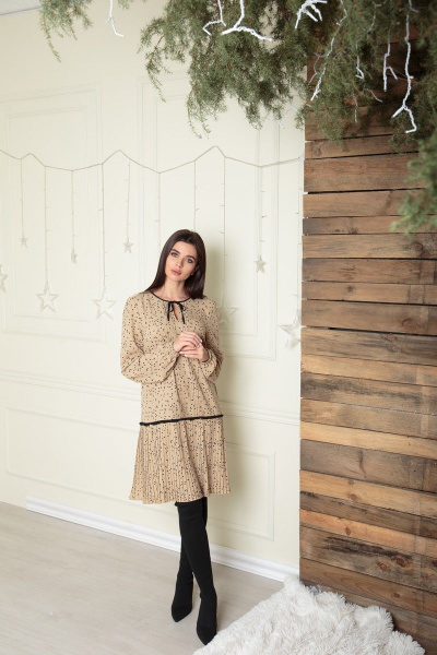 Платье SandyNa 13900 песочный - фото 5