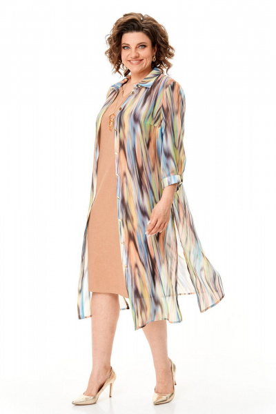 Блуза, платье VI ORO VR-1150 песок-разноцветный - фото 3