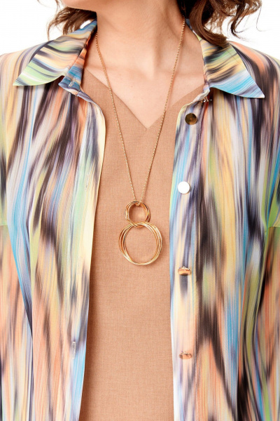 Блуза, платье VI ORO VR-1150 песок-разноцветный - фото 6